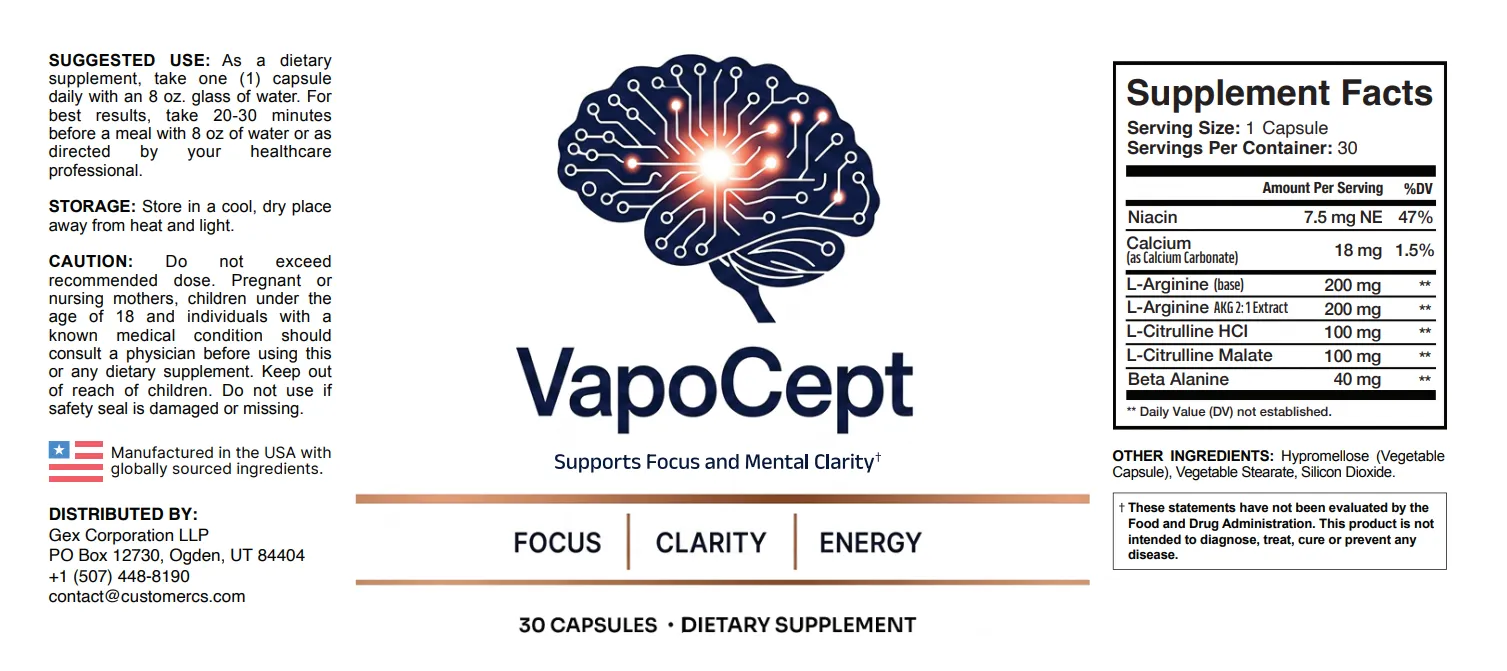 VapoCept Ingredients Label